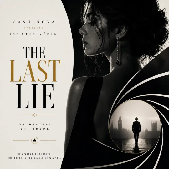 Album artwork for The Last Lie by Cash Nova: a woman in profile in black and white beside the title set in serif capitals.